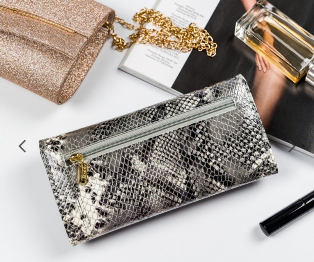Velká dámská kožená peněženka Rovicky stříbrná hadí kůže 