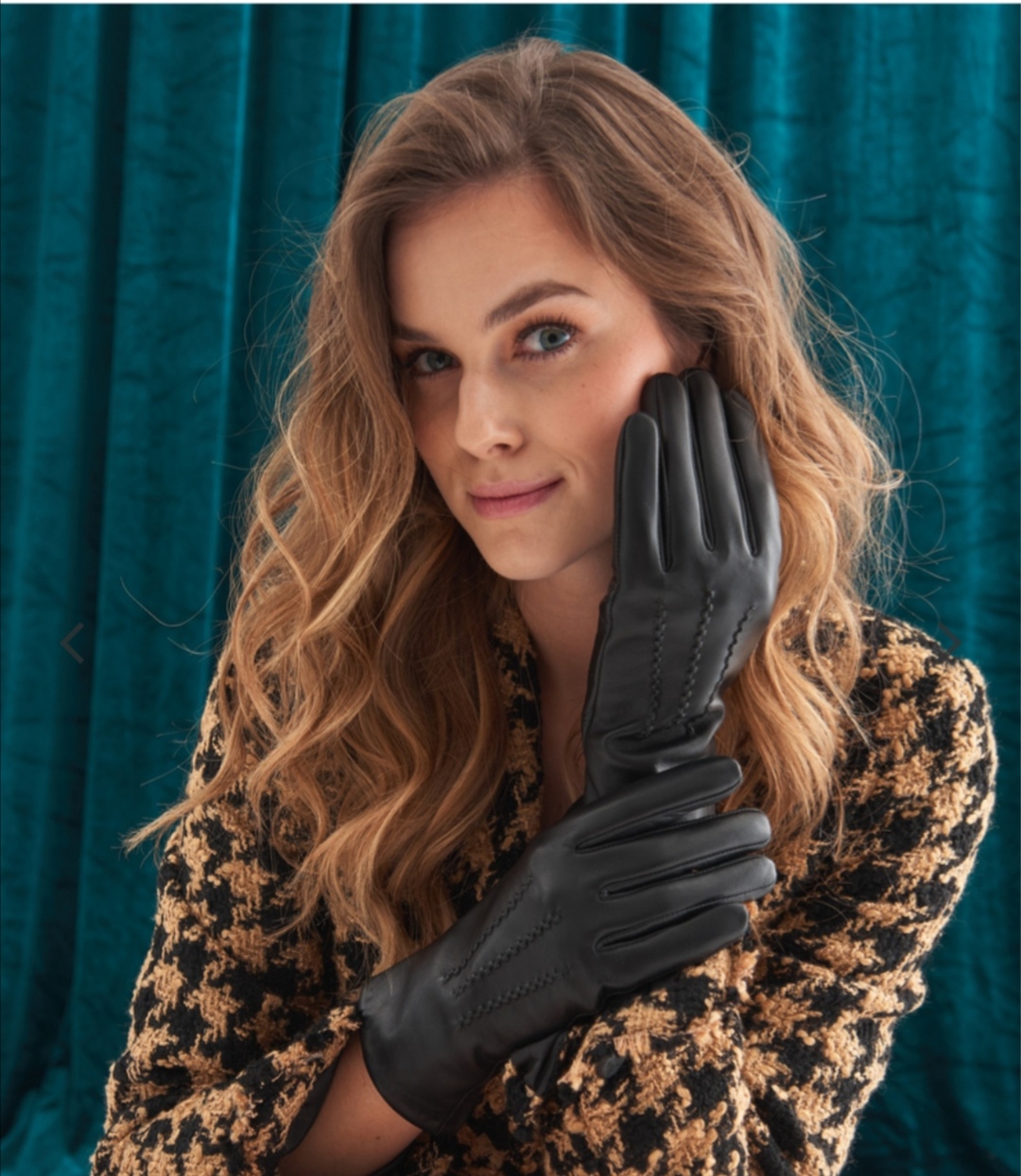 Dámské kožené rukavice s tabby vzorem 