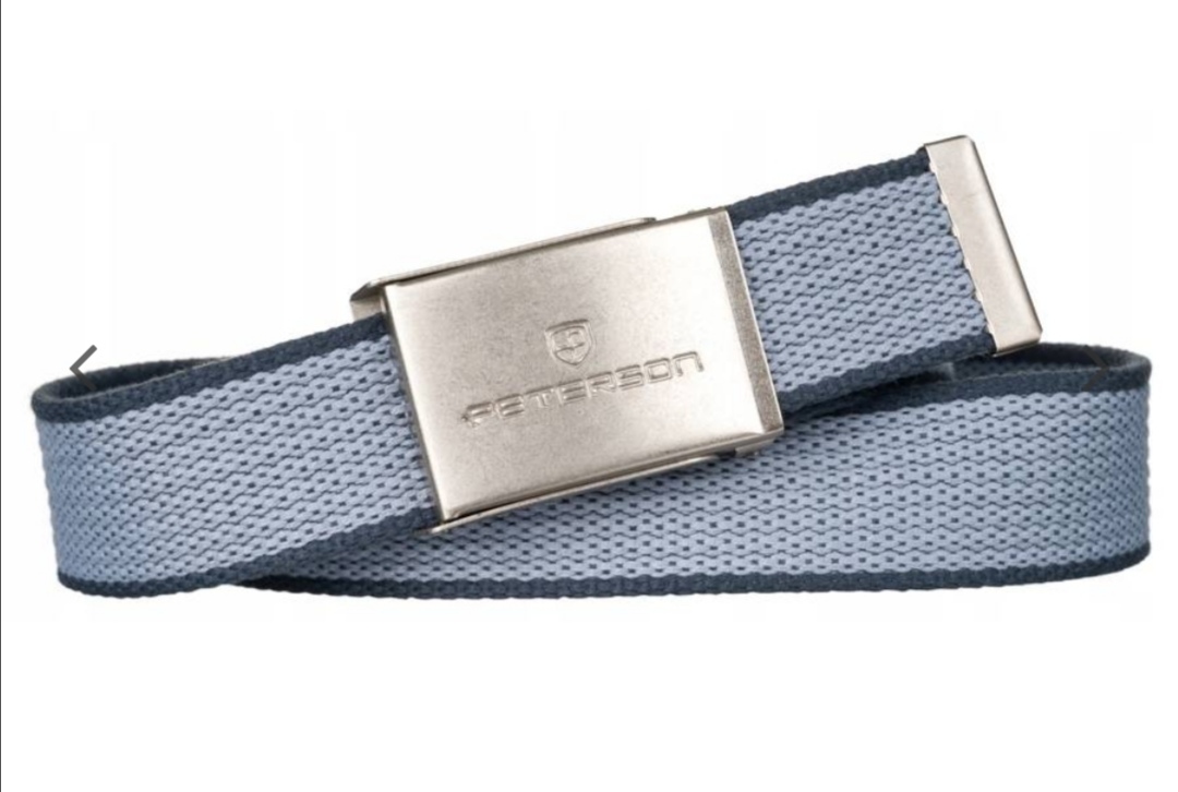 Pánský popruhový opasek s kovovou přezkou Peterson světle modrý 