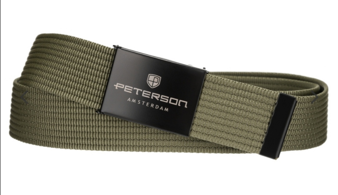 Pánský popruhový opasek s kovovou přezkou Peterson khaki 