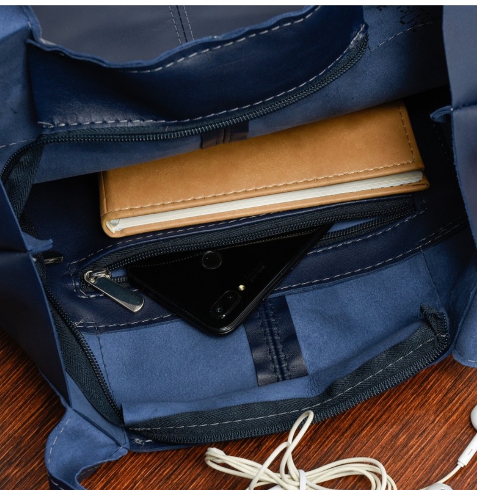 Velká dámská kožená kabelka Beltimore modrá 