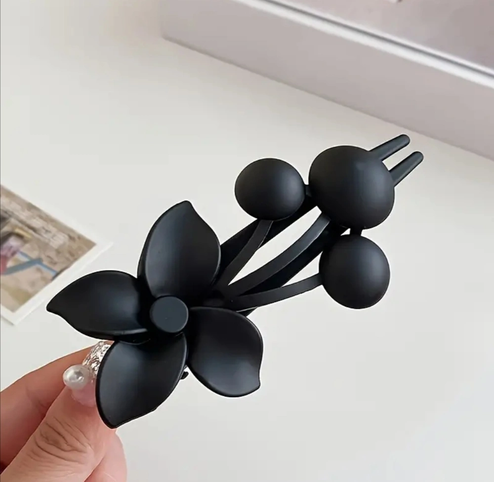 Velký skřipec do vlasů květina hnědý, černý 