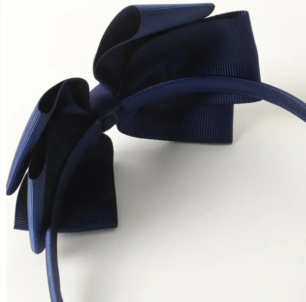 Dětská vlasová čelenka s mašličkou tmavě modrá 