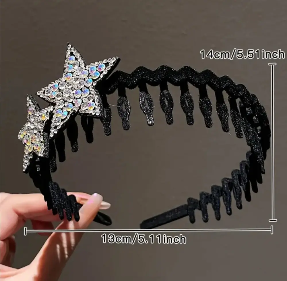 Černá vlasová čelenka se stříbrnou hvězdou