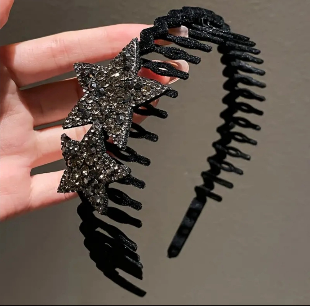 Černá vlasová čelenka s černou hvězdou 