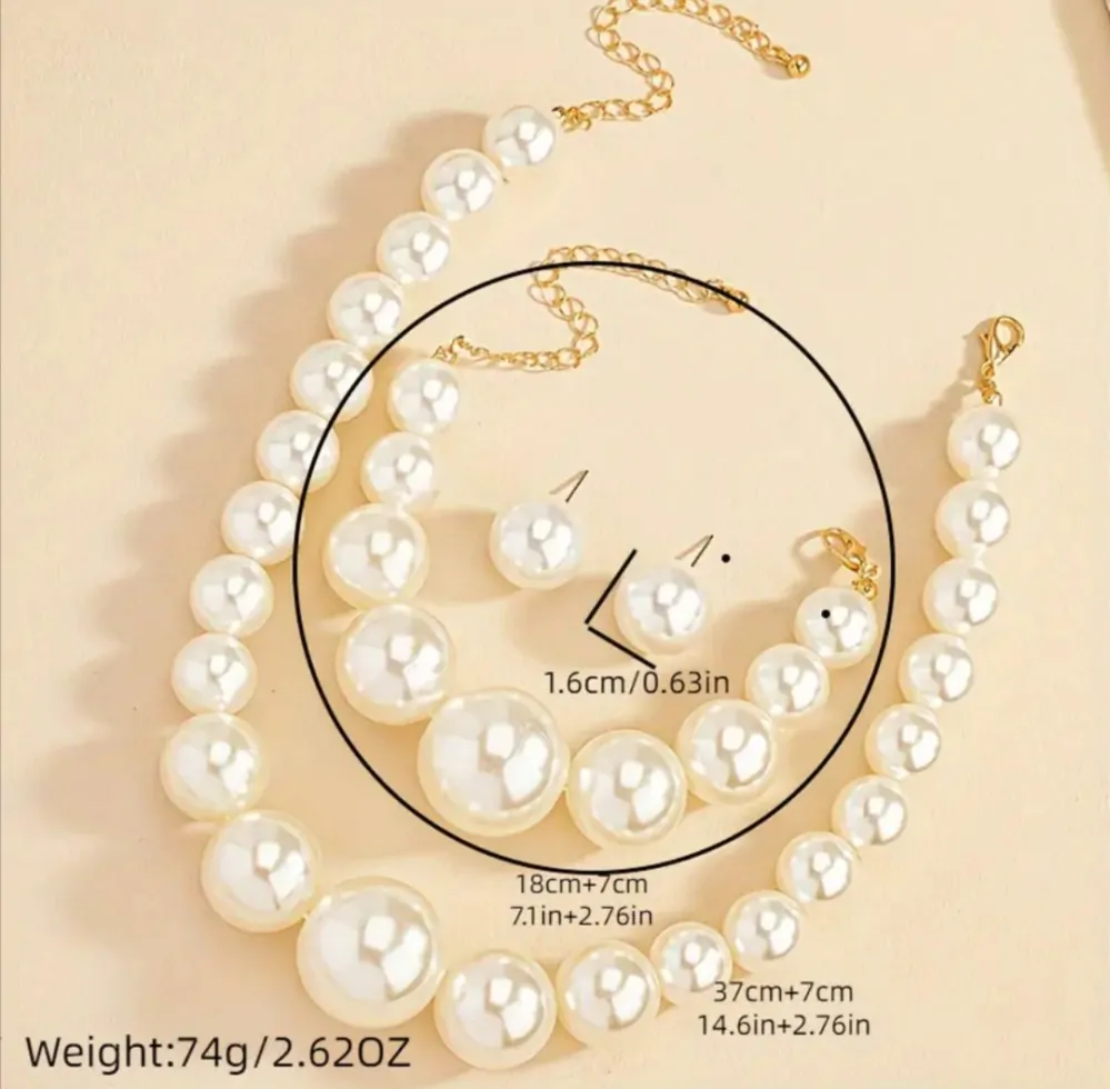 Výrazná perlová sada šperků 3v1 Grand Gala