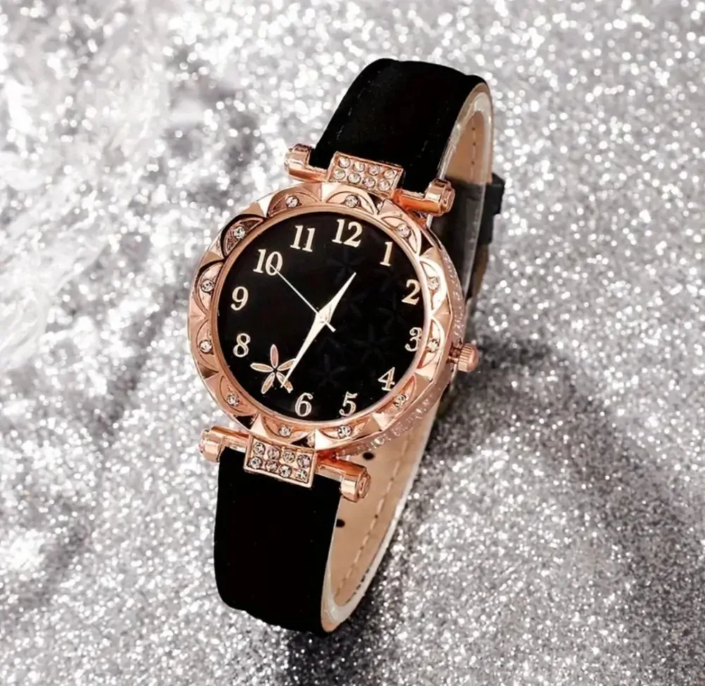 Luxusní dárková sada hodinek s květinou a 5 náramky 