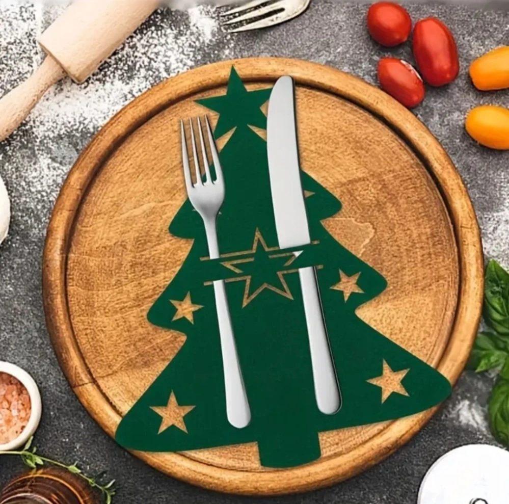 Vánoční obal na příbory stromeček 