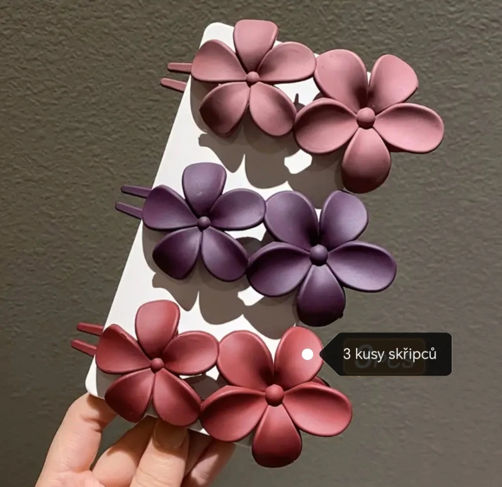 3 dílná sada skřipců květina  fialová 