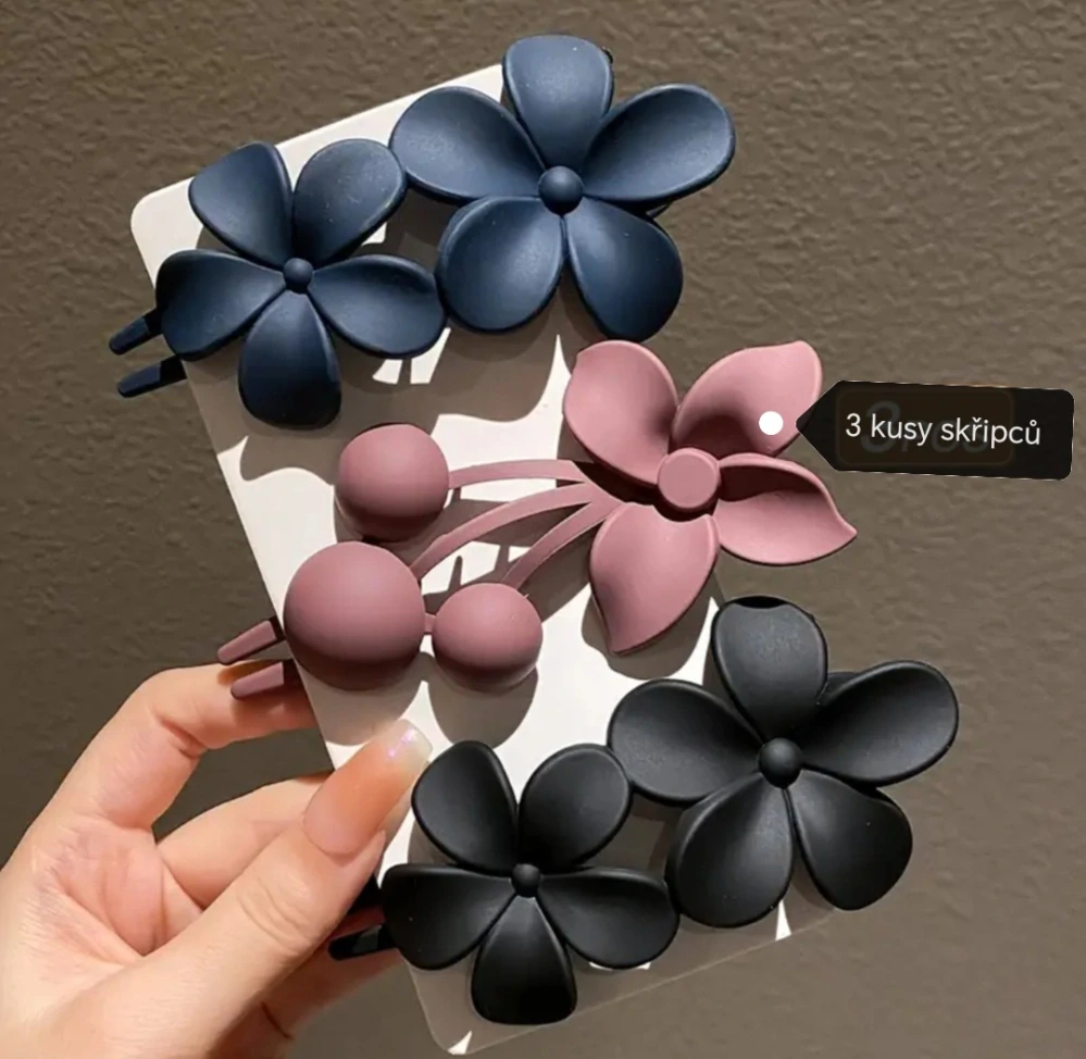 Sada 3 velkých skřipců ve tvaru květiny 