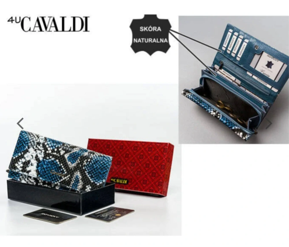 Prostorná dámská peněženka 4U Cavaldi hadí vzor modrá