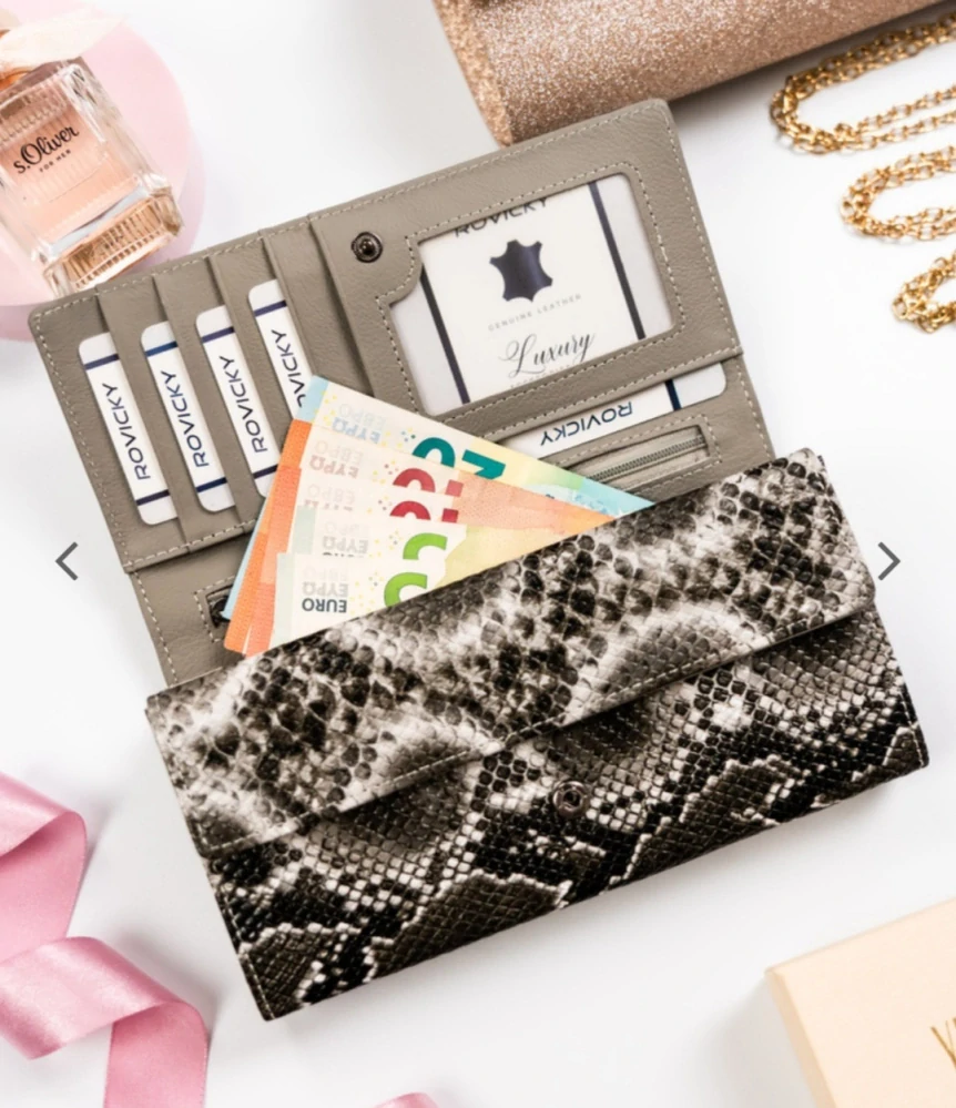 Velká dámská peněženka 4U Cavaldi hadí vzor hnědá