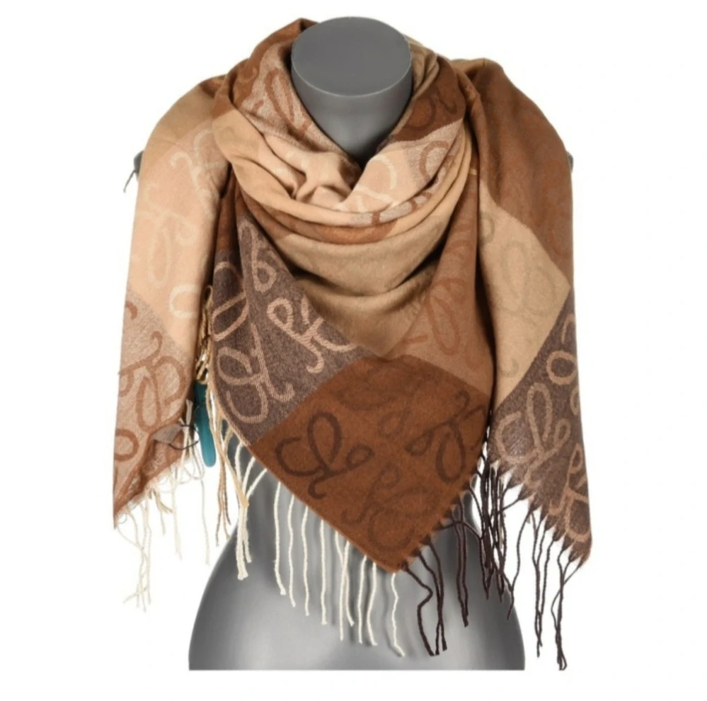 Kašmírová Versoli velká dámská módní šála hnědá  REC-73 