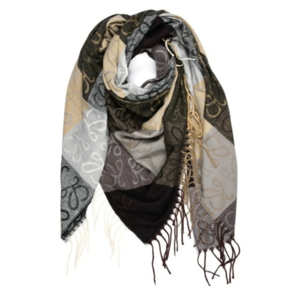 Kašmírová Versoli velká dámská módní šála hnědo-černá REC-73