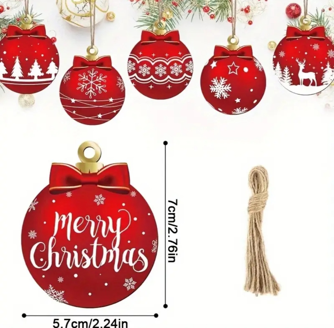 Vánoční dřevěná dekorace koule 12 kusů 