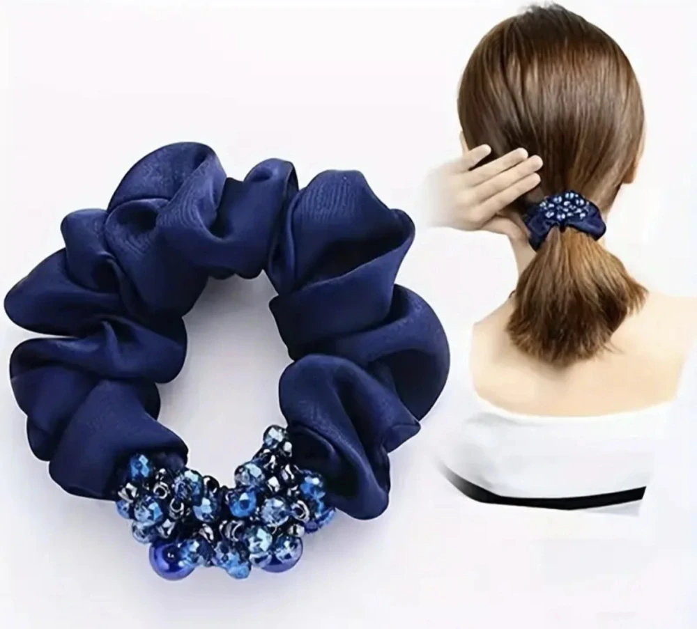 Luxusní saténová gumička s krystaly 