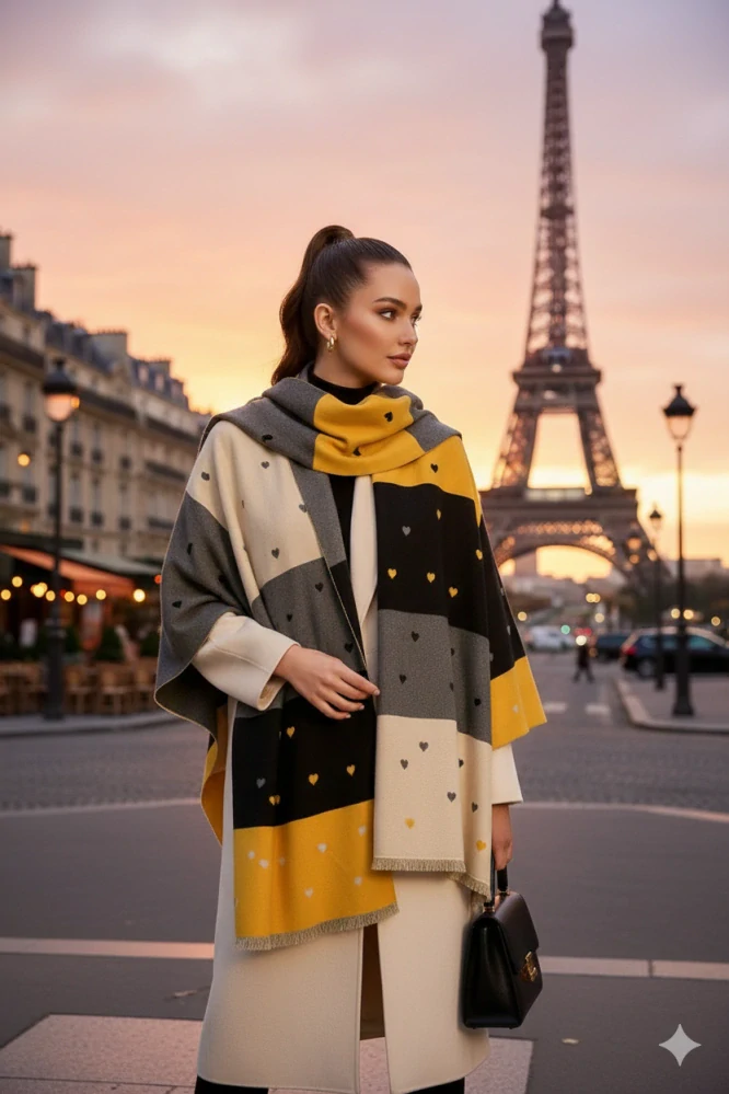 Designová šála s motivem srdcí