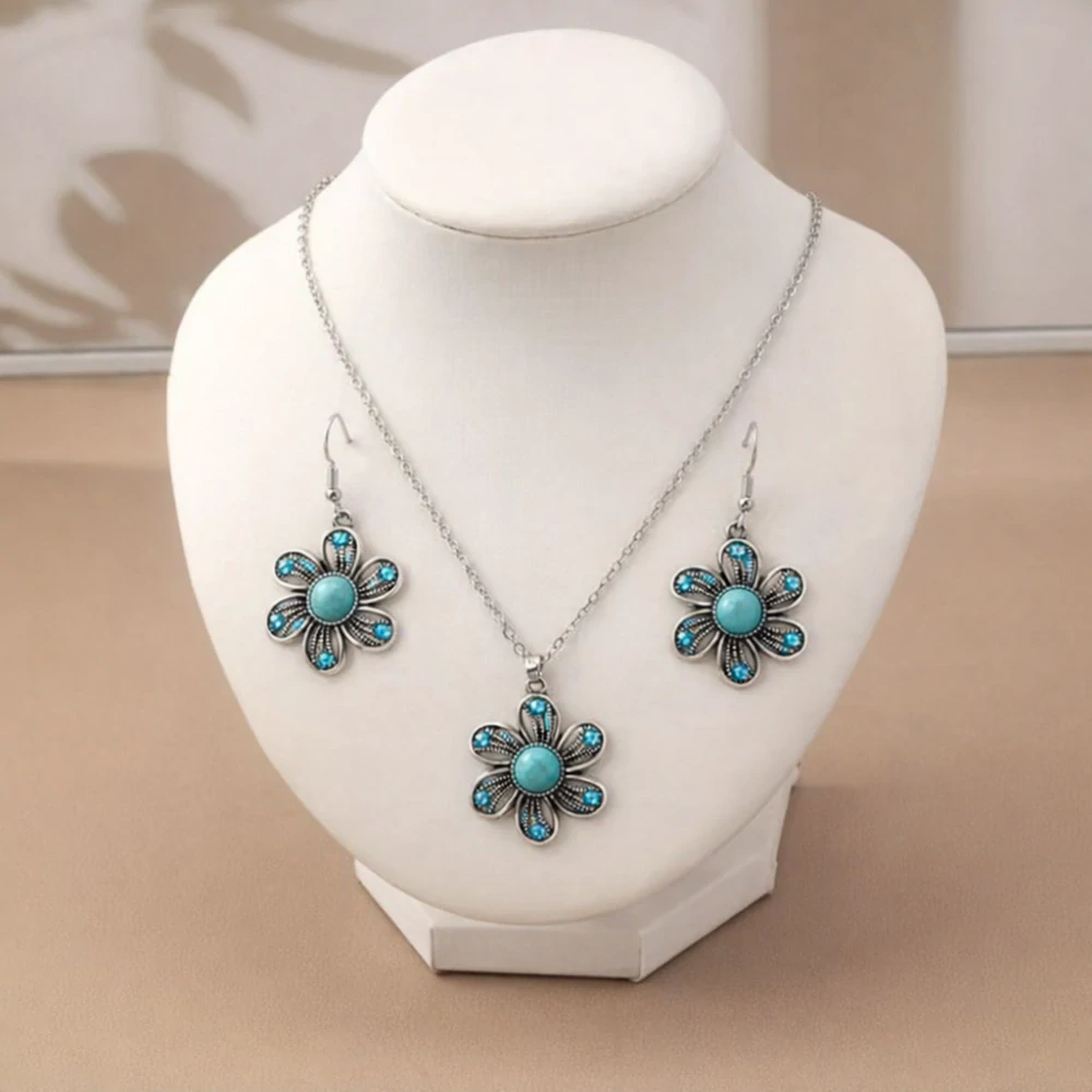 Tyrkysová květinová sada šperků 