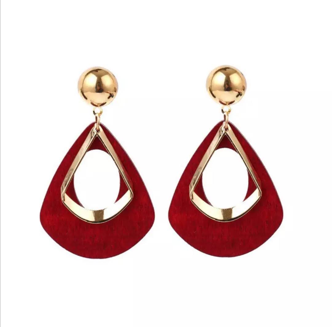 Krásné dámské náušnice dřevo + obecný kov