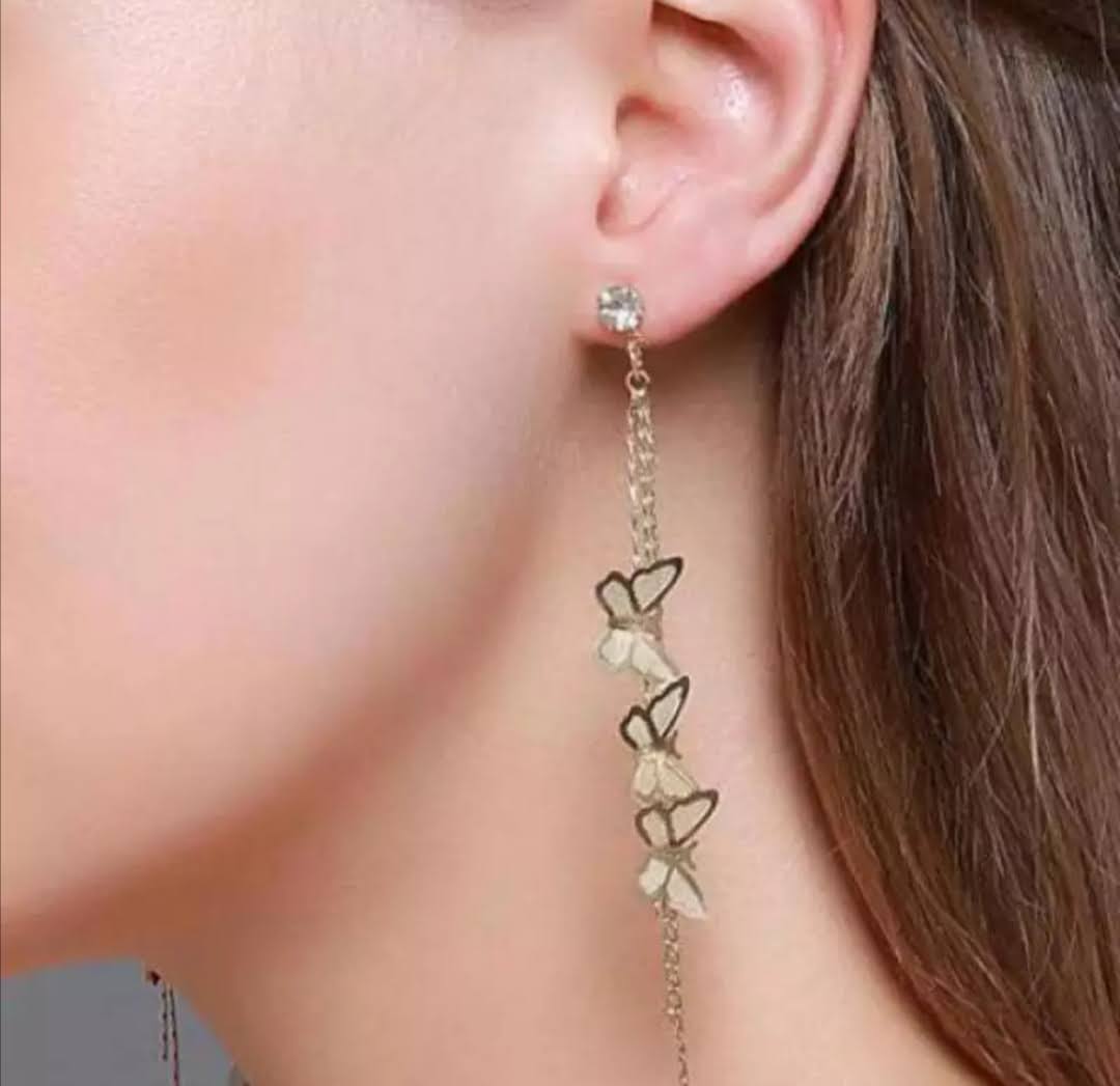 Krásné dlouhé náušnice s motýlky 8 cm