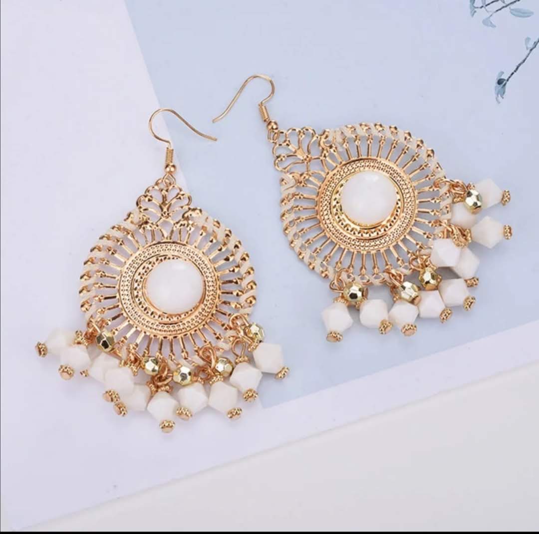 Velké nádherné orientální náušnice 8,5 x 4,5 cm