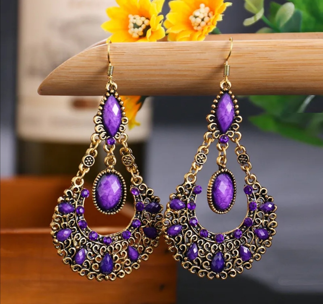 Dlouhé velké orientální náušnice 7x5 cm