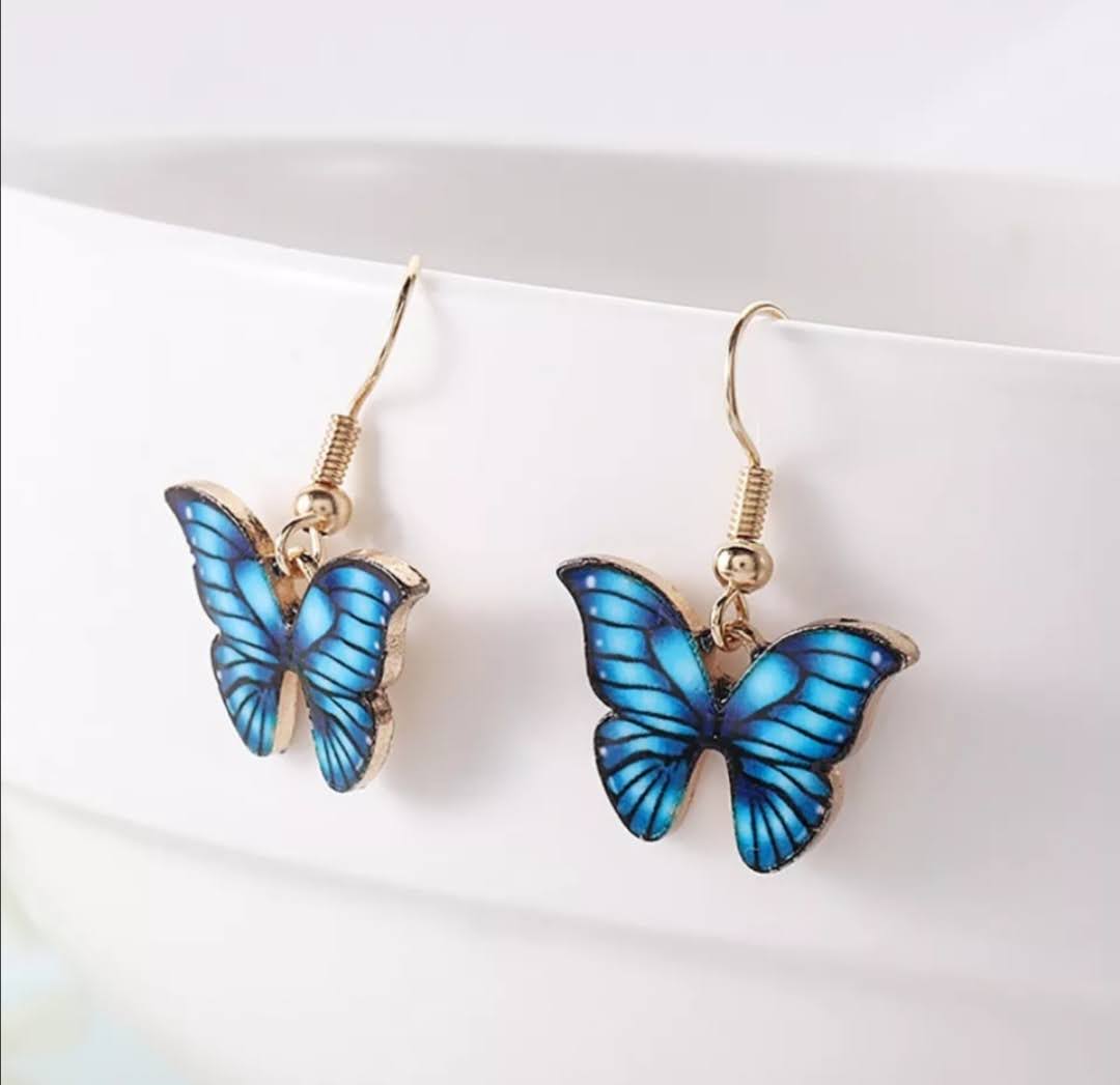 Jemné náušnice modrý motýl