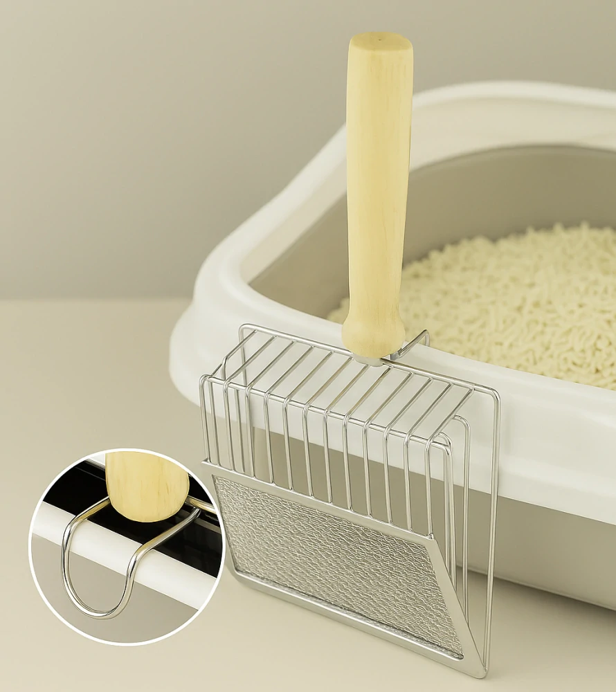 Velká kovová lopatka na kočičí toaletu