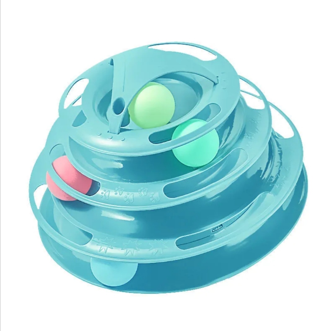 Čtyřpatrová koulodráha pro kočky