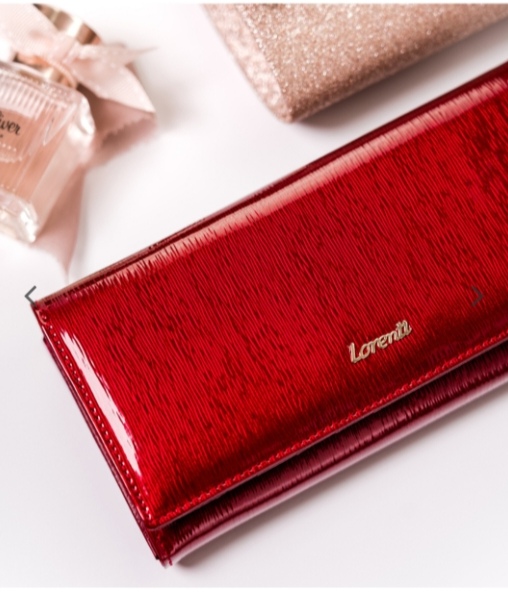 Velká dámská kožená lakovaná peněženka Lorenti červená hladká