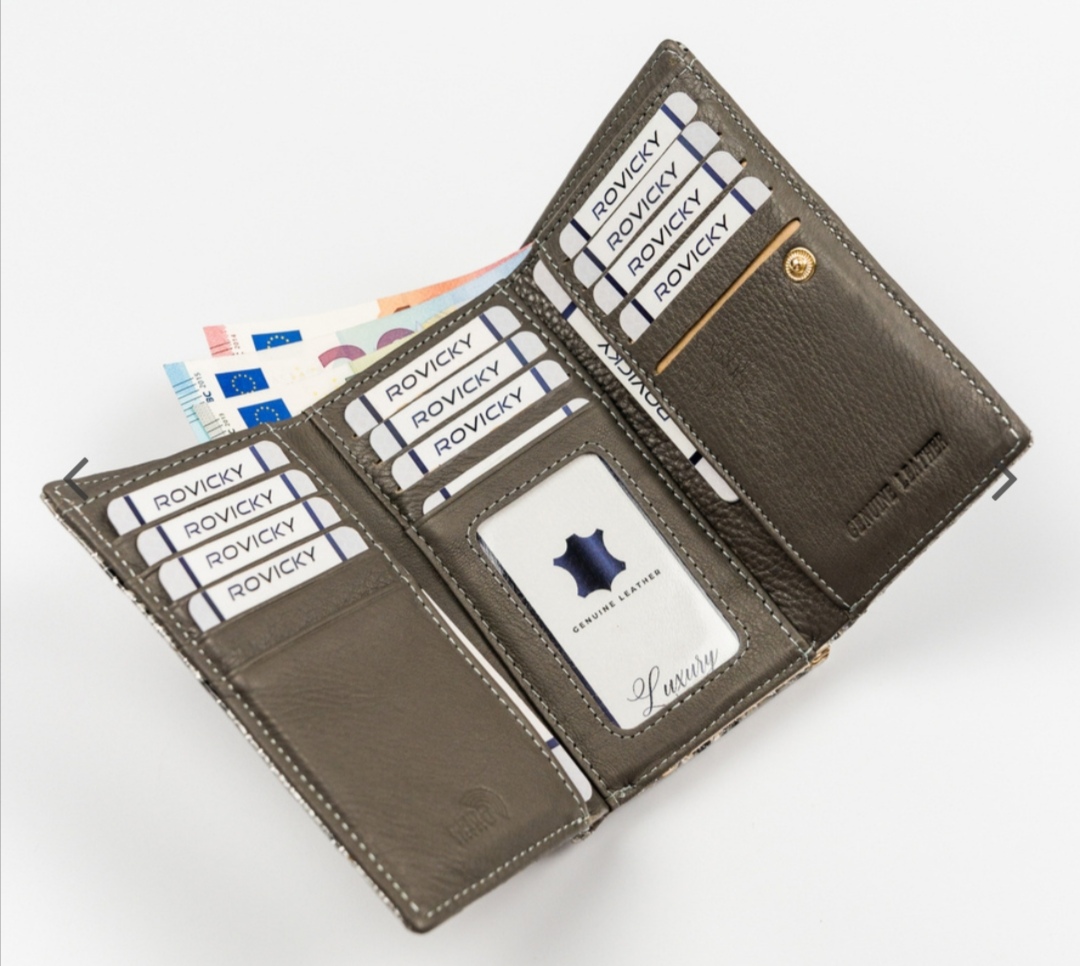 Podlouhlá dámská kožená lakovaná peněženka Rovicky stříbrná 