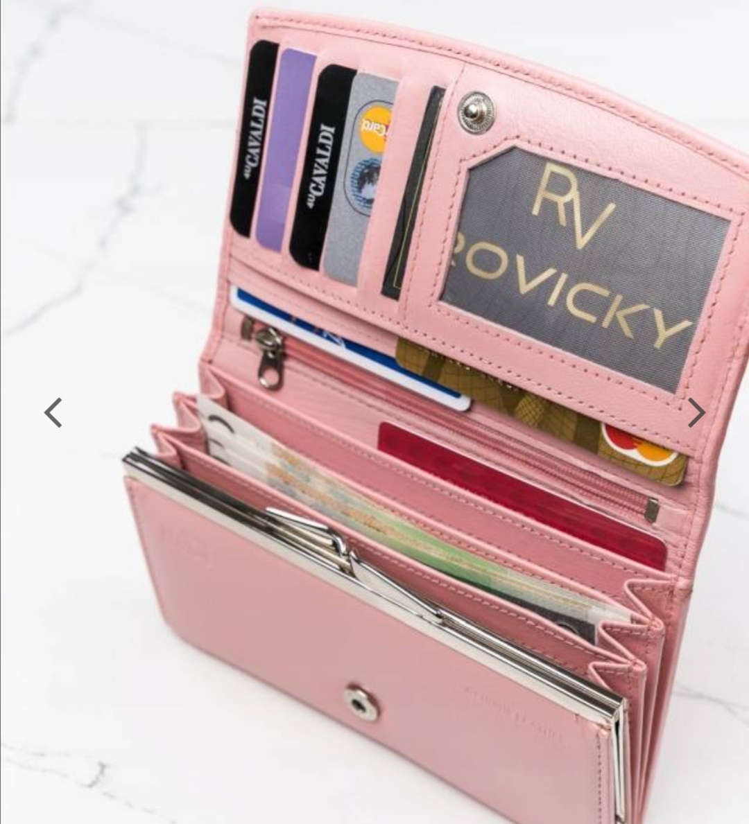 Velká dámská kožená peněženka Cavaldi lososová 