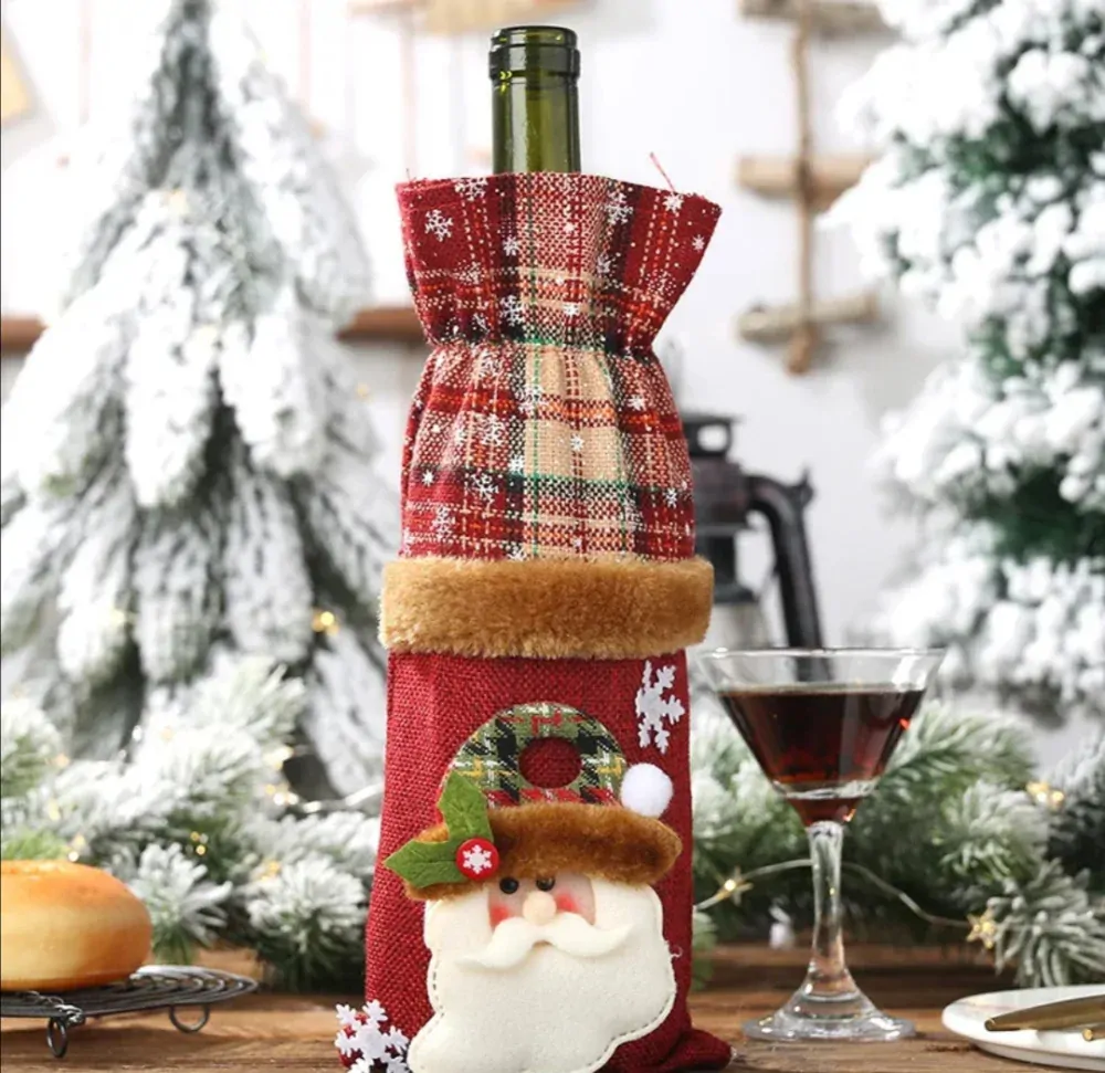 Vánoční sáček na láhev textilní 