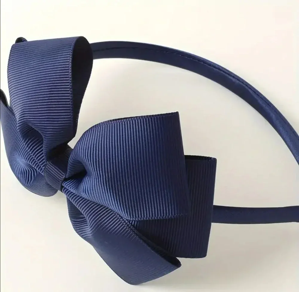 Dětská vlasová čelenka s mašličkou tmavě modrá 