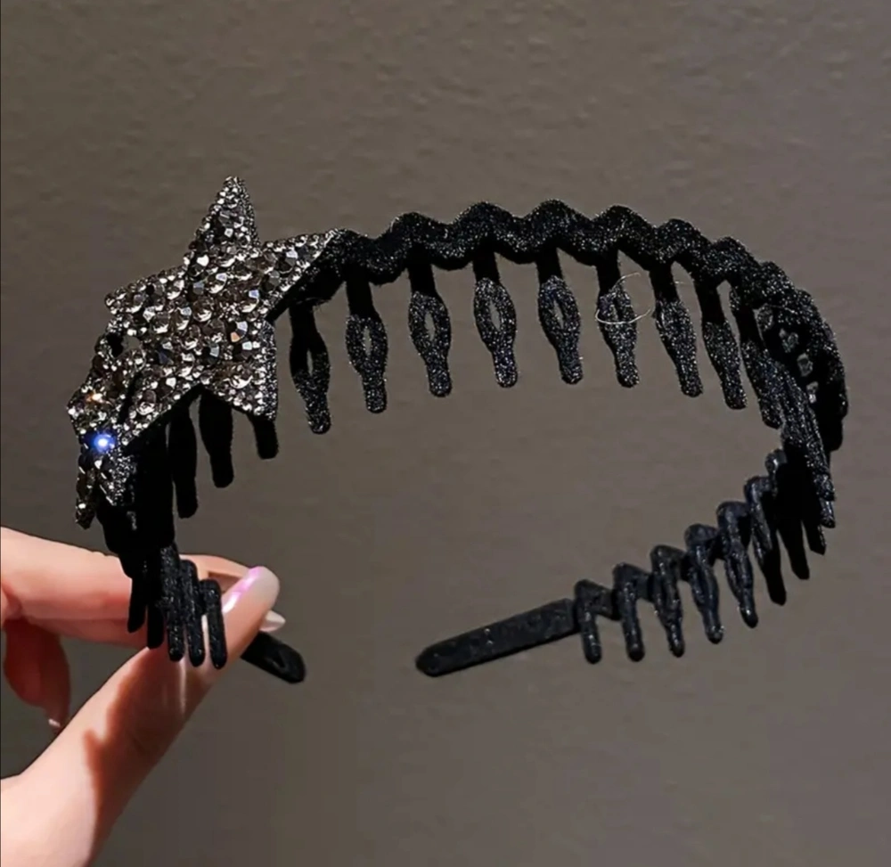 Černá vlasová čelenka s černou hvězdou 