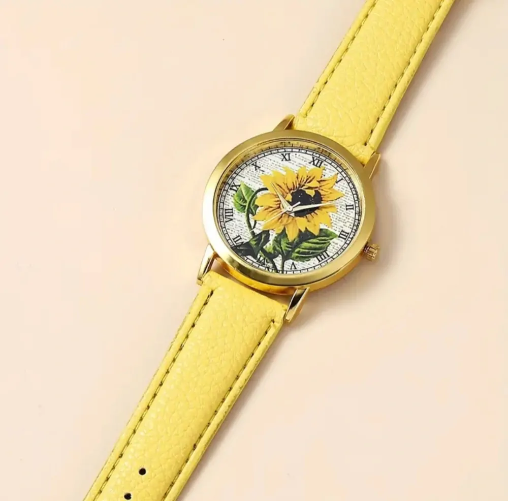Dámské hodinky s motivem slunečnice + náramek 