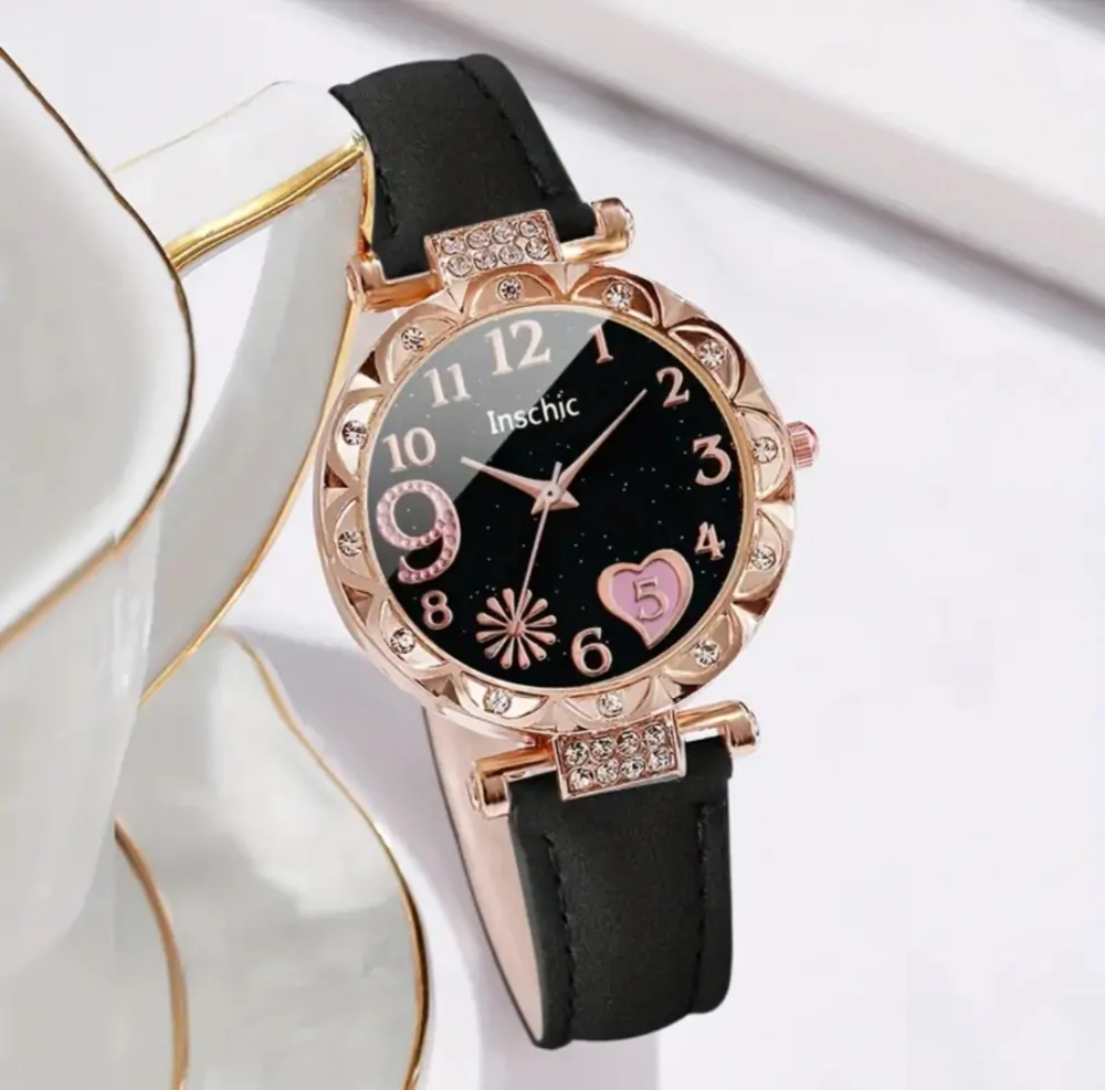 Luxusní dárková sada hodinek se srdíčkem a 5 náramky 