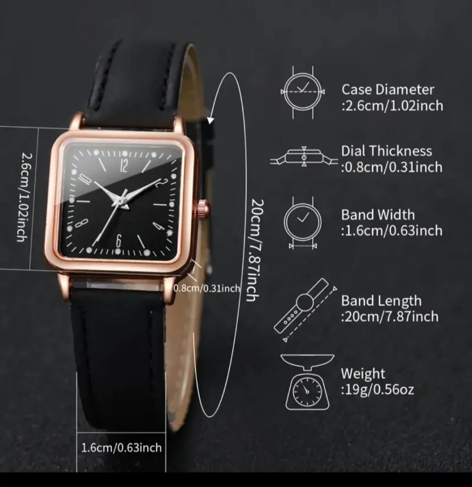 Jednoduché dámské hodinky s hranatým ciferníkemm