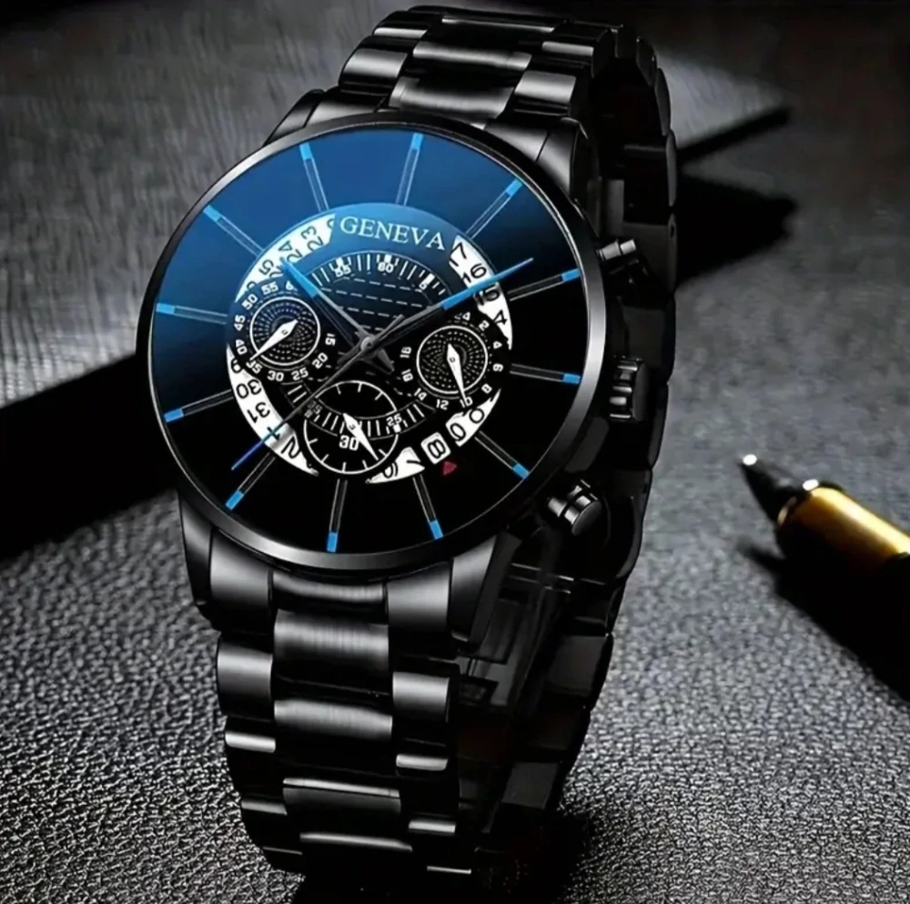 Elegantní 2 dílná sada pánských hodinek Geneva s náramkem 