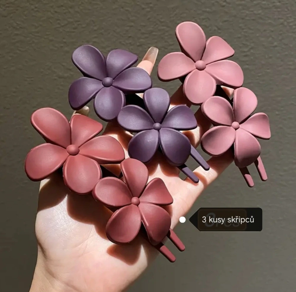 3 dílná sada skřipců květina  fialová 