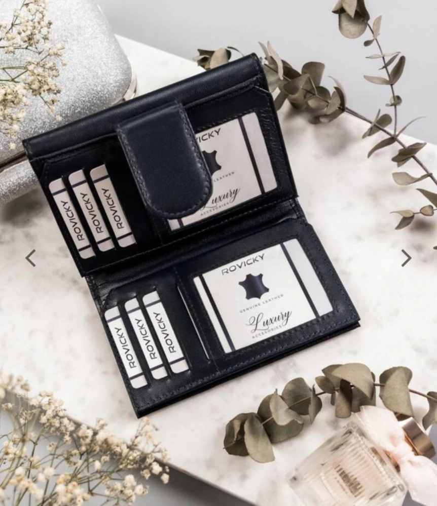 Střední dámská kožená peněženka Rovicky v modré barvě 