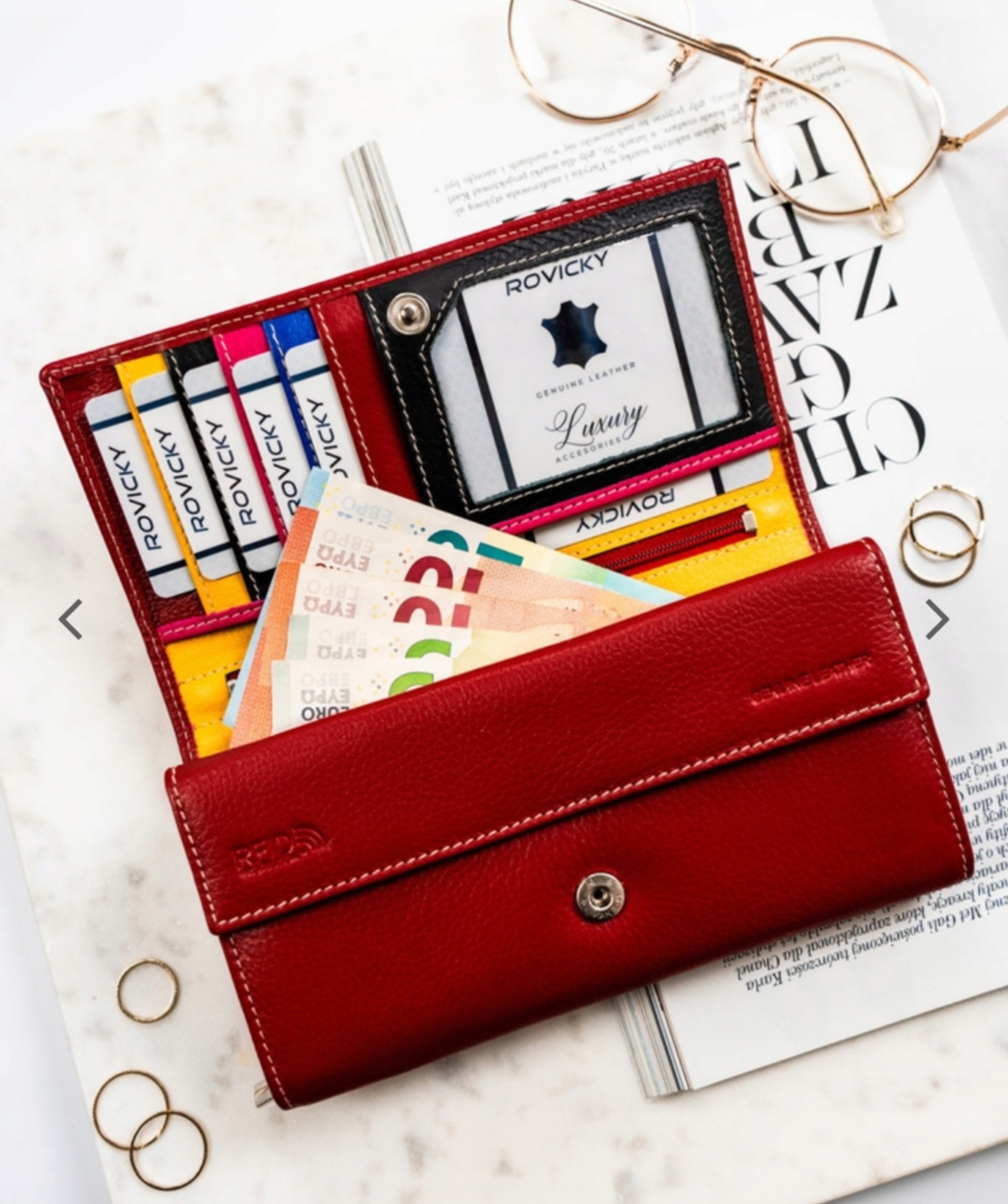 Elegantní kožená peněženka Rovicky červená