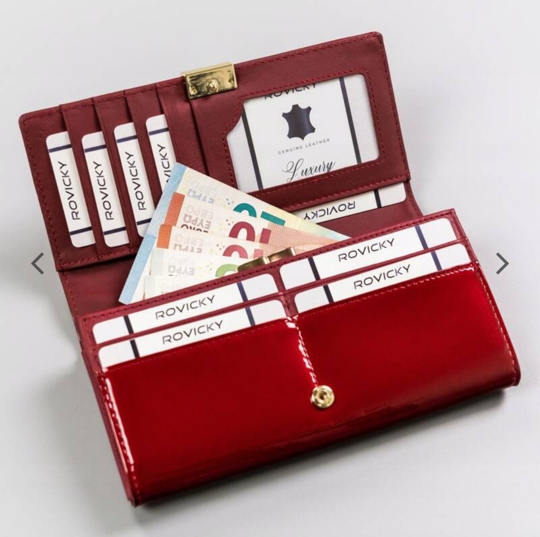 Velká dámská kožená lakovaná peněženka Rovicky 