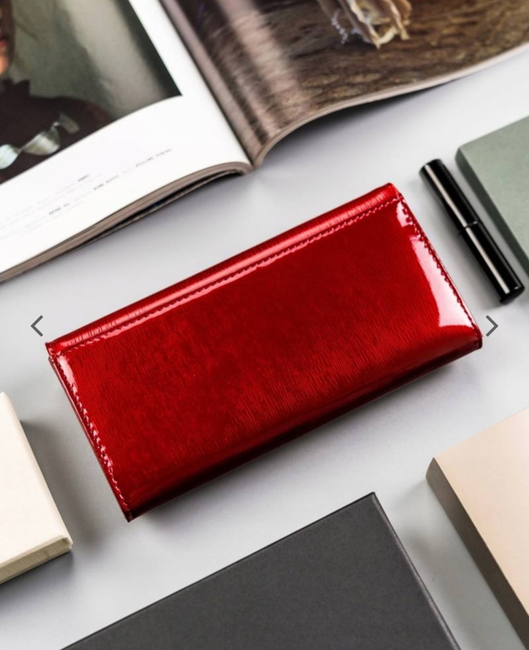 Velká dámská kožená lakovaná peněženka na patentku a zipy Rovicky 