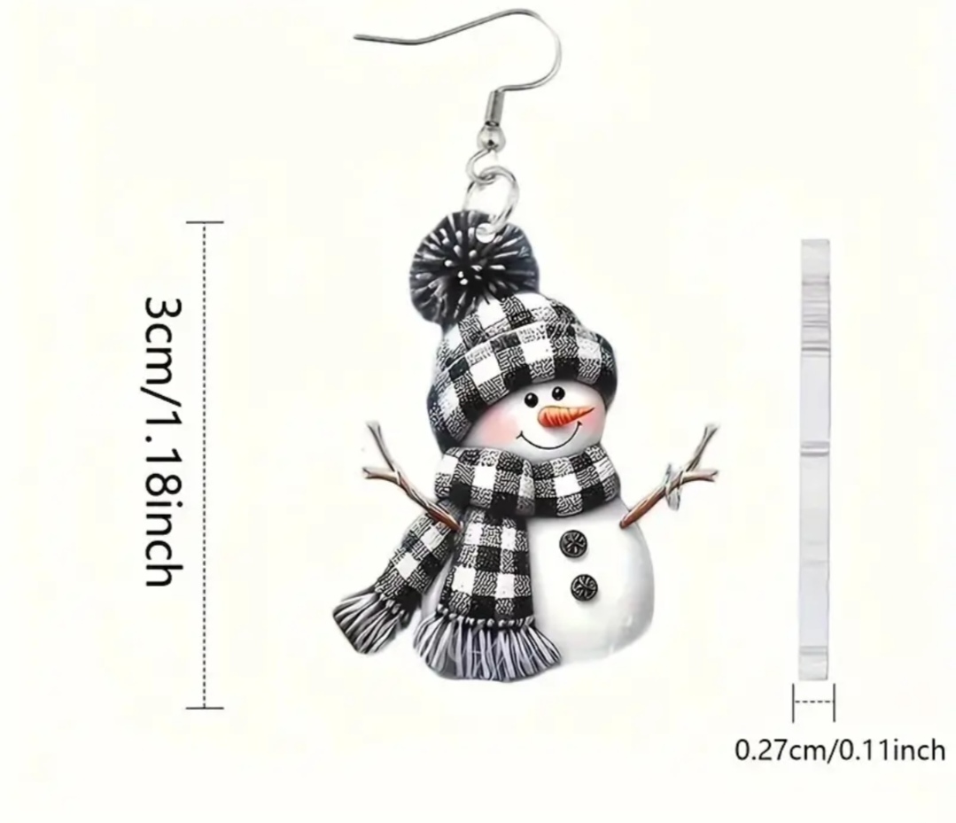 Tématické zimní náušnice sněhulák 