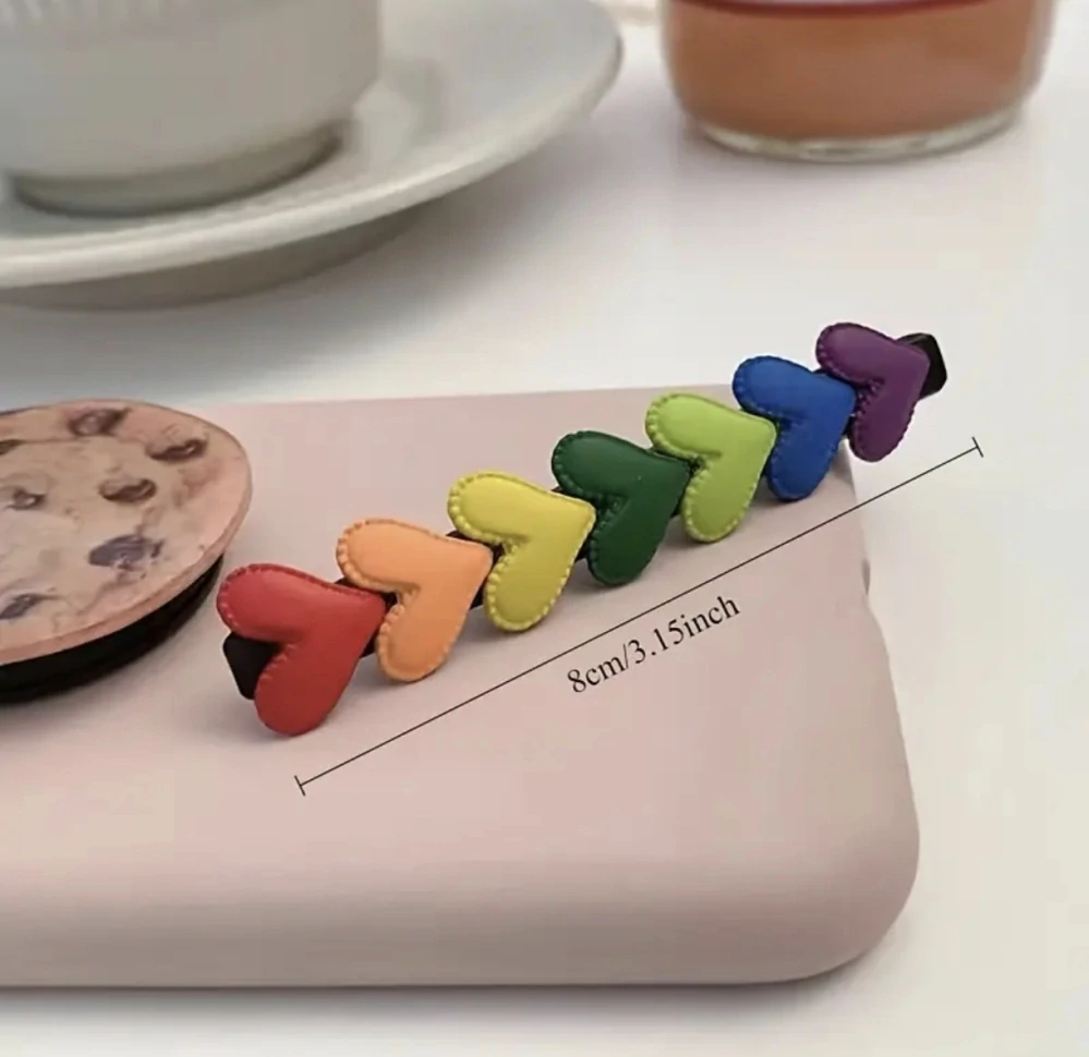 Sponky do vlasů s duhovými srdíčky