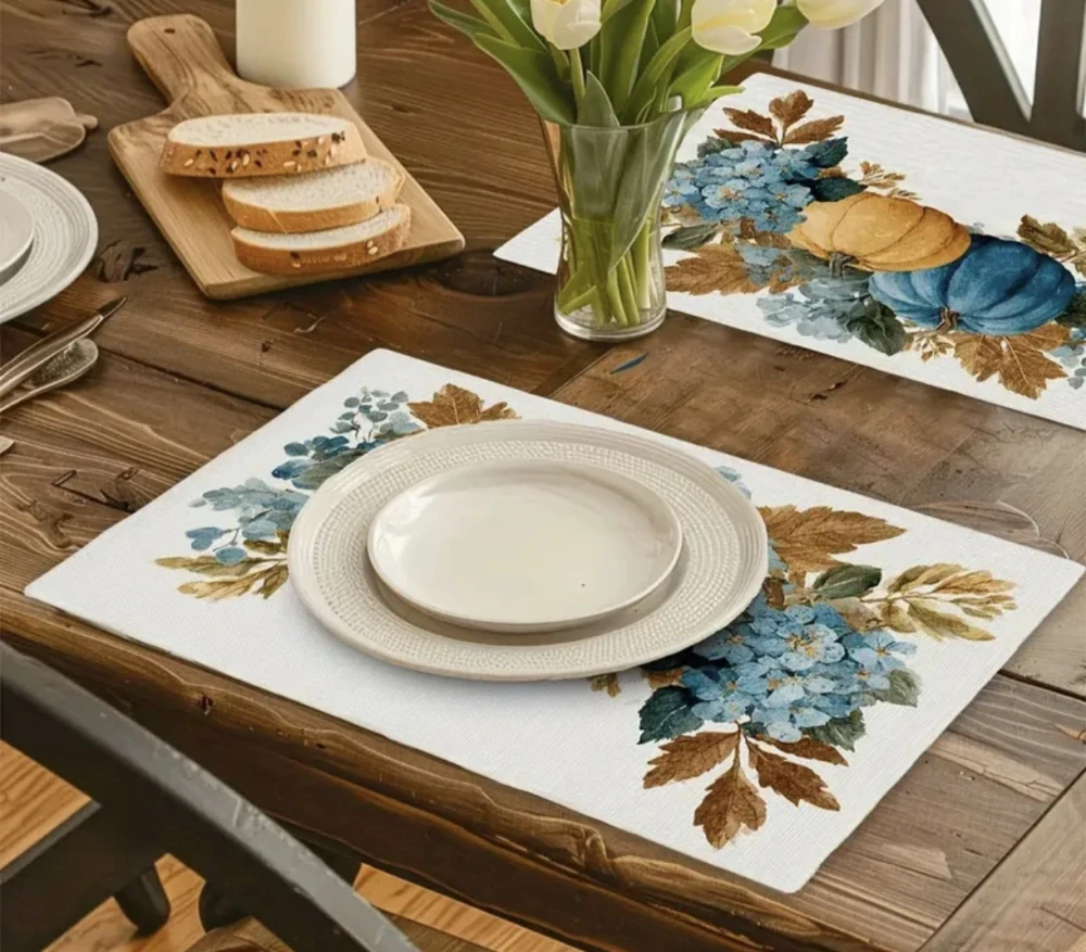 Podzimní prostírání s motivem dýní a květin