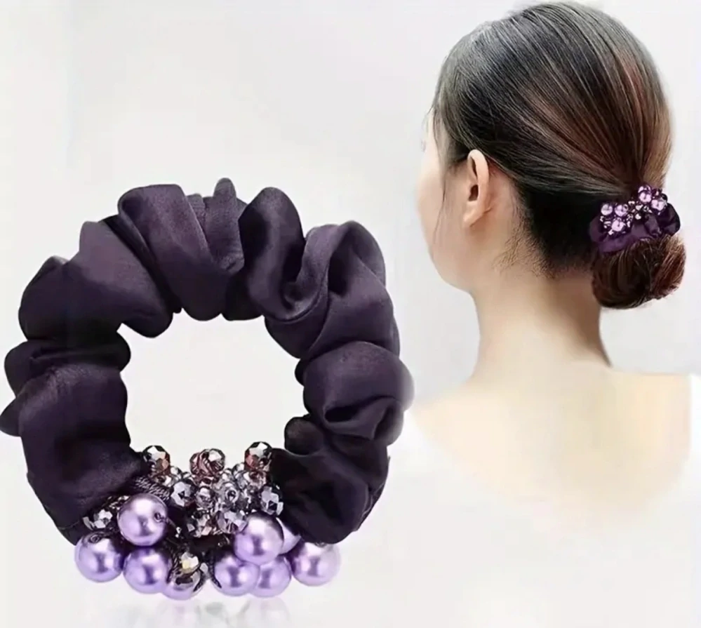 Luxusní saténová gumička s krystaly 