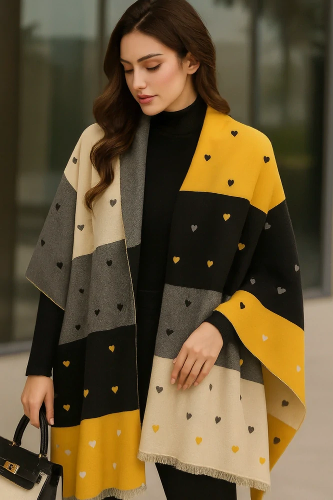 Designová šála s motivem srdcí