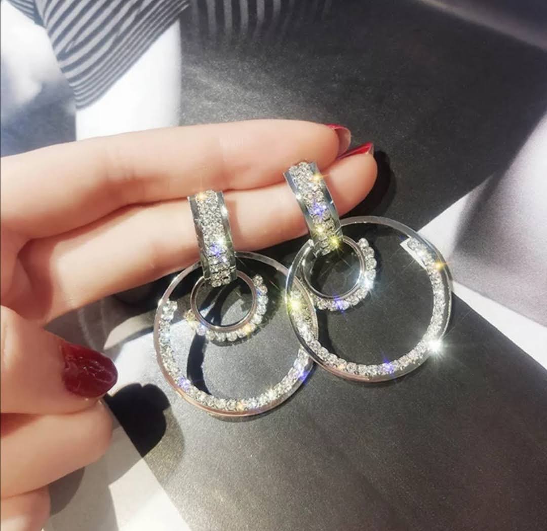 Krásné větší večerní náušnice 5x3 cm